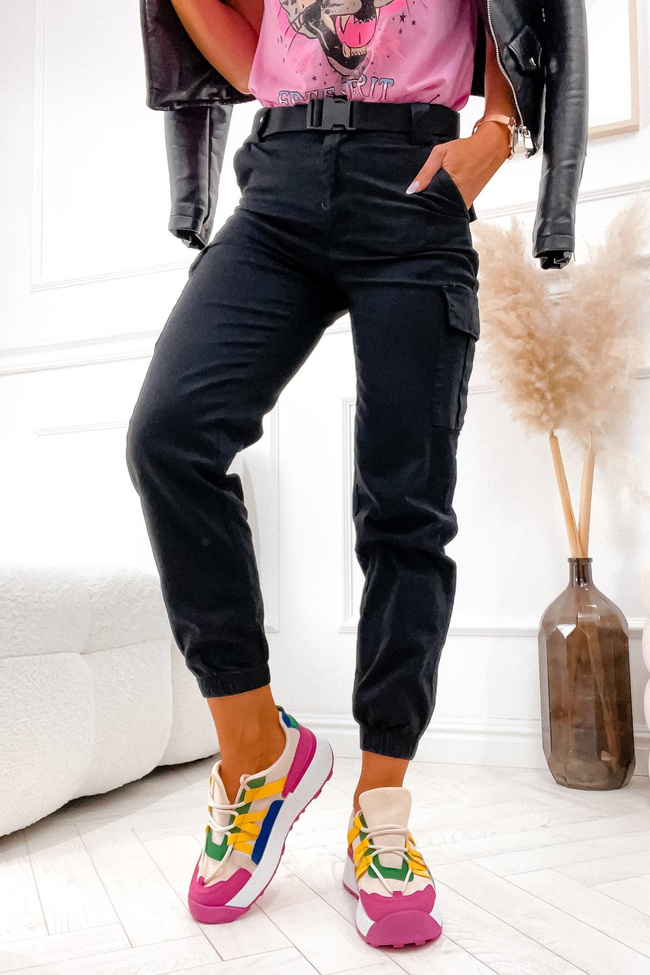 SPODNIE BOJÓWKI Z KIESZENIAMI- CZARNE 