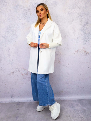 PŁASZCZ ZE SWETROWYMI RĘKAWAMI- BIAŁY