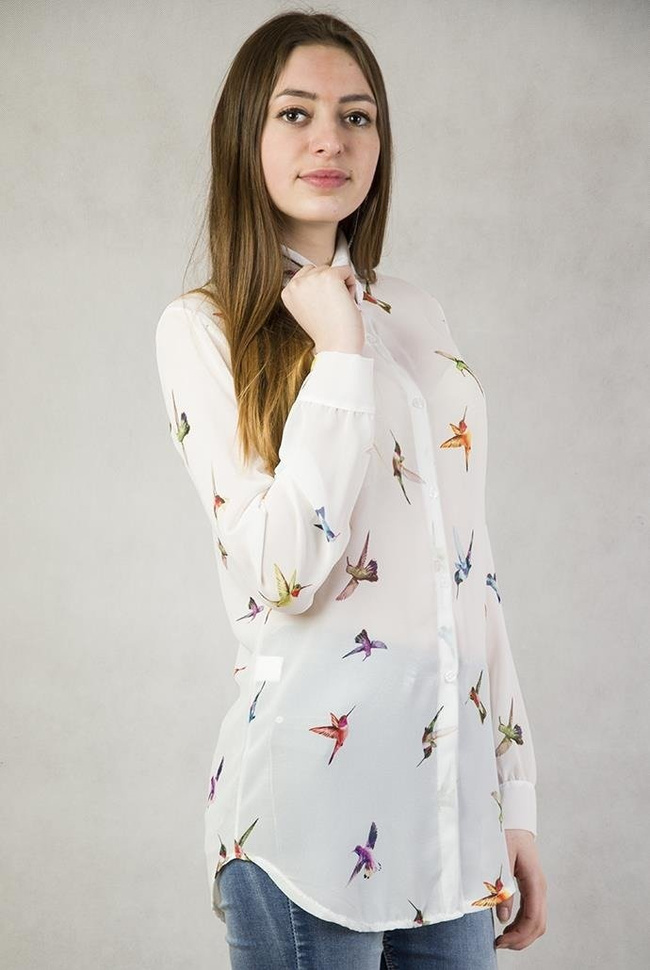 Koszula w kolorowe ptaki