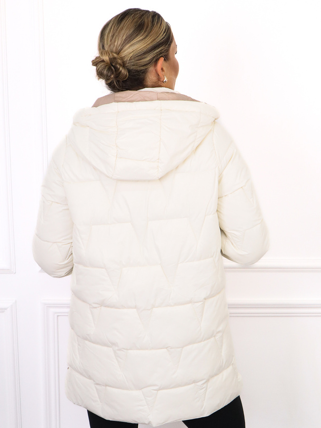 KURTKA PIKOWANA Z ZAMKAMI PO BOKACH- BIAŁA