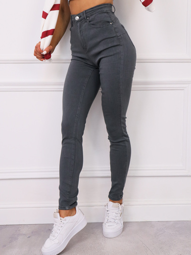 DOPASOWANE SPODNIE Z WYSOKIM STANEM PUSH UP- CIEMNOSZARE