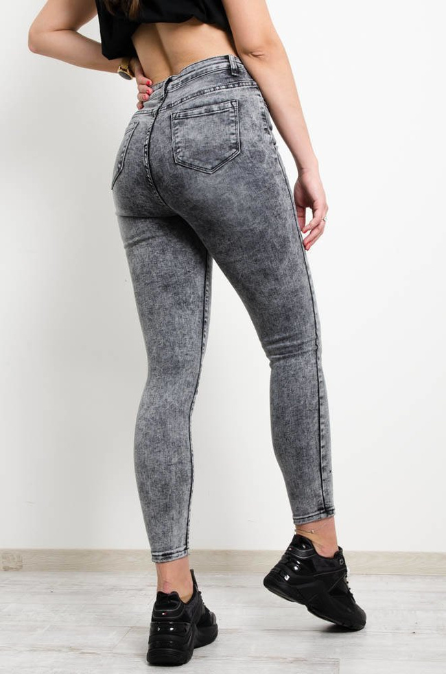 SZARE DEKATYZOWANE JEANSY Z WYSKOIM STANEM