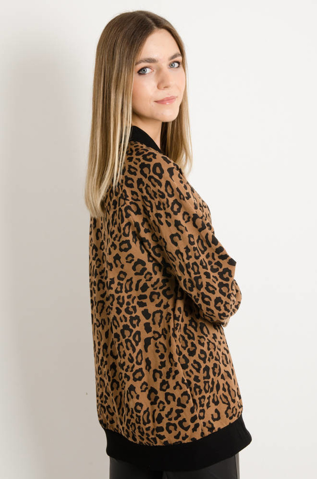 BLUZA ZAPINANA OVERSIZE W PANTERKĘ 