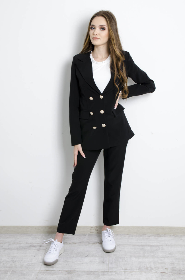 KOMPLET CZARNY MARYNARKA+ SPODNIE 