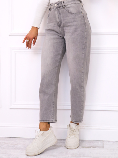 SPODNIE JEANSOWE O KROJU MOM FIT- SZARE
