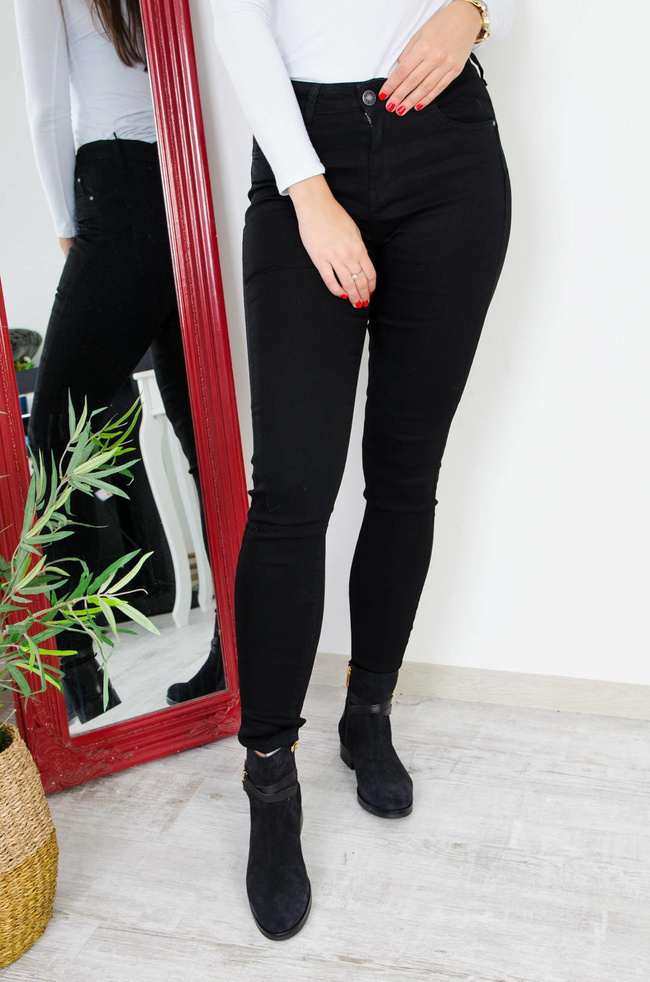 CZARNE SPODNIE PUSH UP Z WYSOKIM STANEM