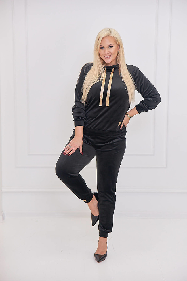 WELUROWY KOMPLET DRESOWY PLUS SIZE- CZARNY