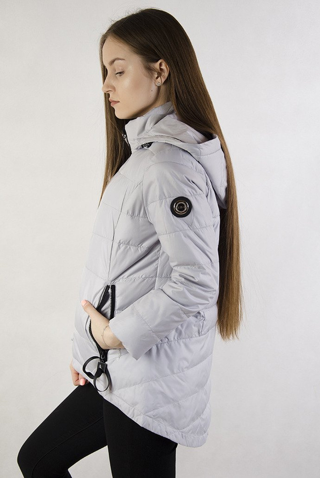 Asymetryczna szara kurtka z kapturem