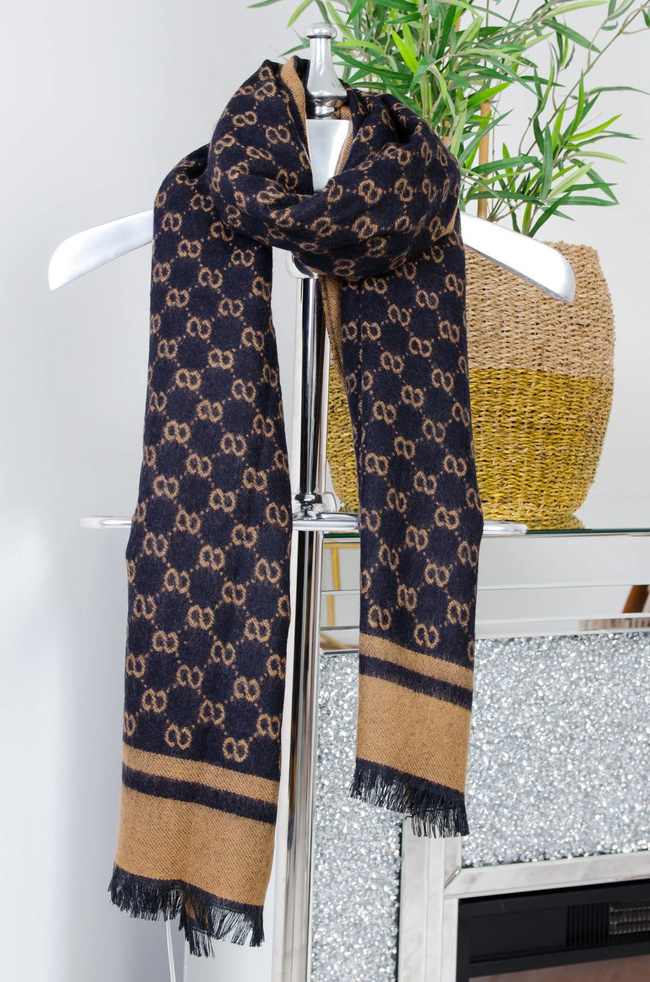 BRĄZOWO-CZARNY DWUSTRONNY SZAL 