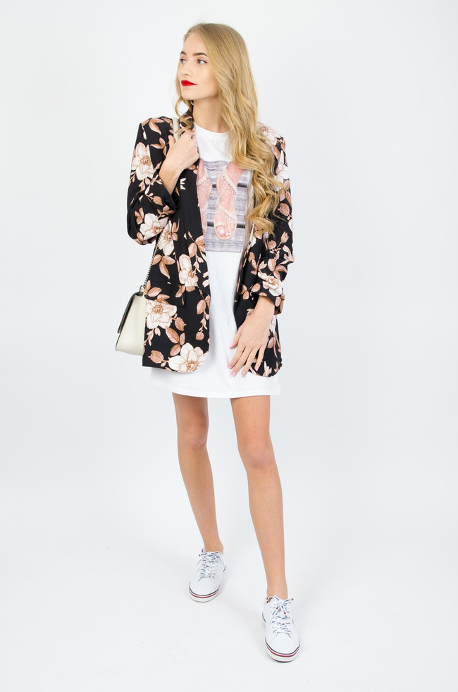 CZARNA MARYNARKA W KWIATY 