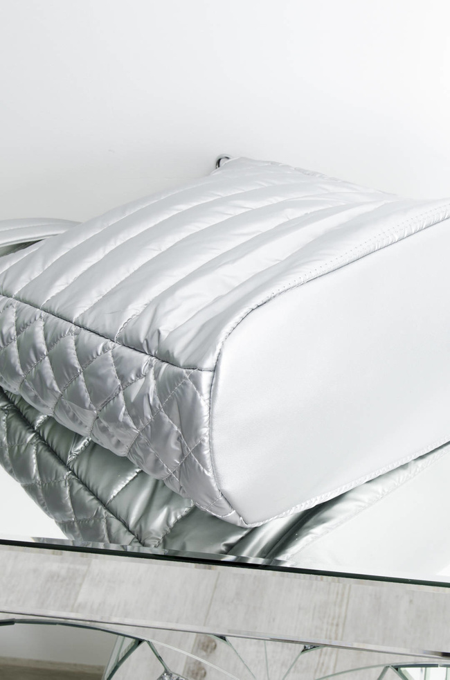 TORBA MATERIAŁOWA PIKOWANA SREBRNA- SHOPPER