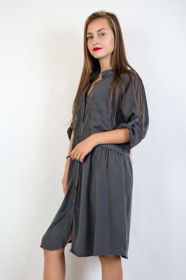 Grafitowa dwuwarstwowa sukienka oversize 