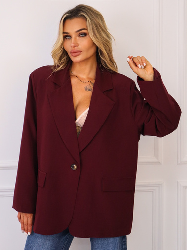 MARYNARKA OVERSIZE ZAPINANA NA GUZIKI- BORDOWA