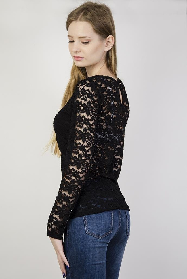 Czarna koronkowa bluzka z usztywnieniem