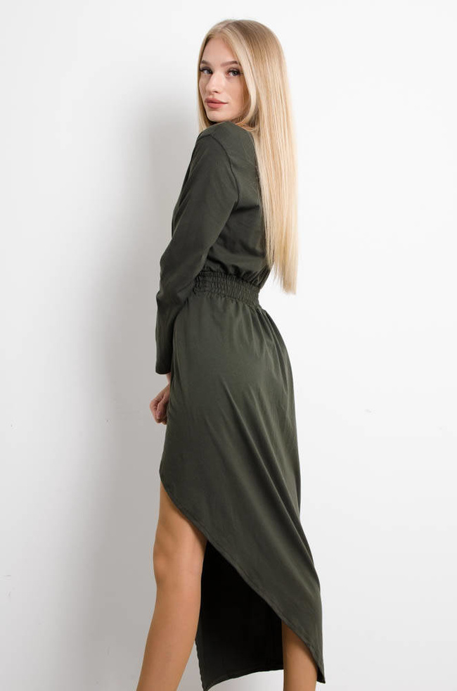 ZIELONA  ASYMETRYCZNA SUKIENKA 