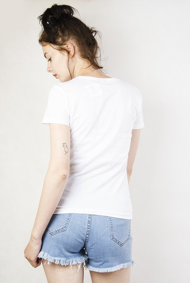 Biała bluzka z niebieskim szkicem Minnie Mouse