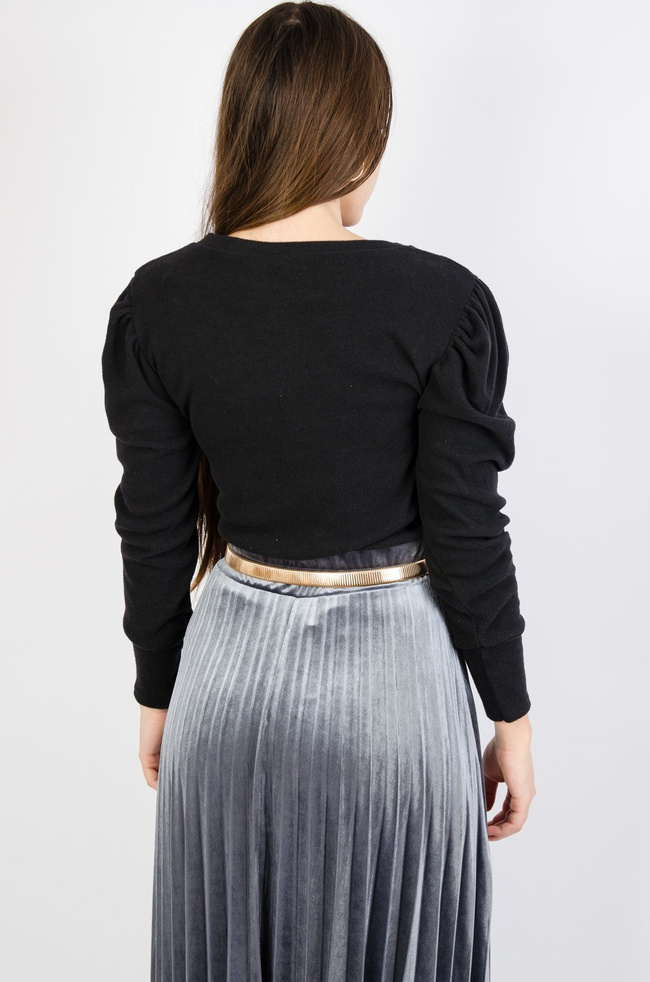 CZARNA BLUZKA Z BUFIASTYMI RĘKAWAMI