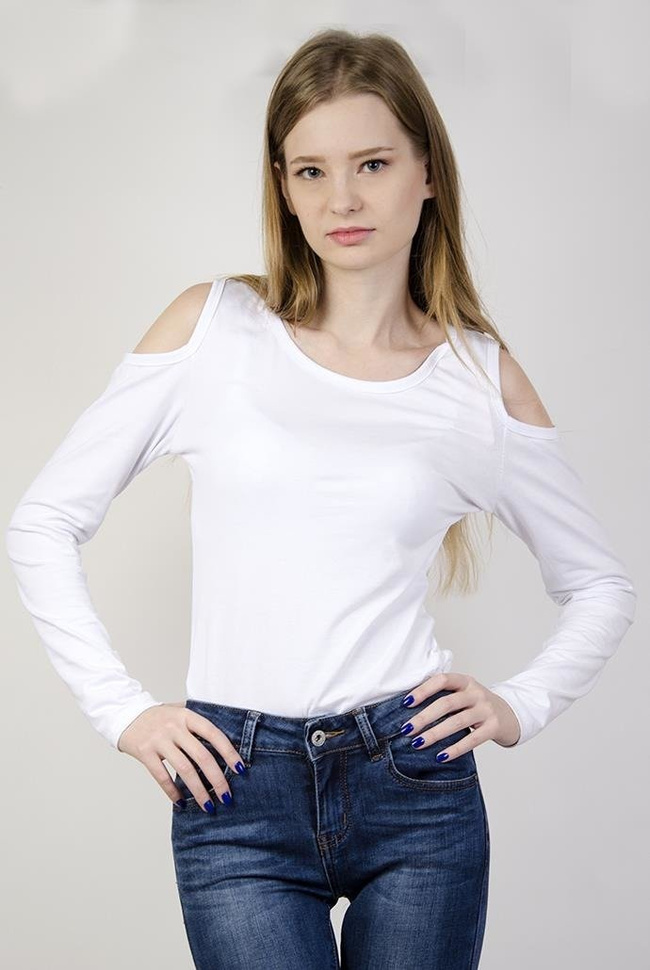 Białe body z wycięciami na ramionach