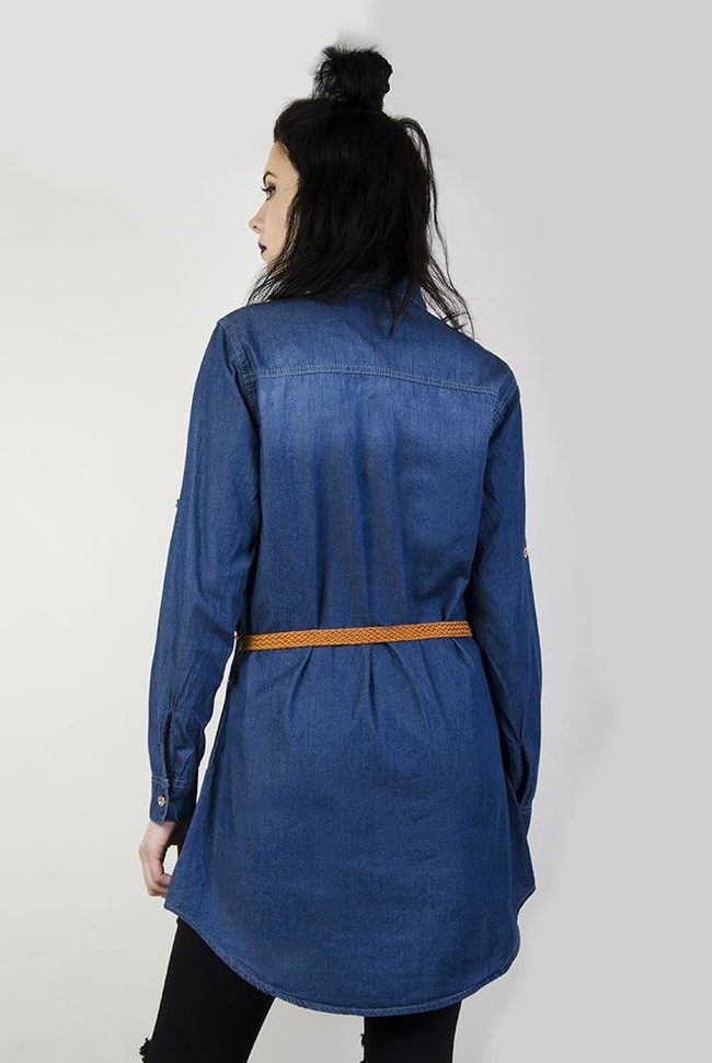 Koszula z paskiem i naszywką różą