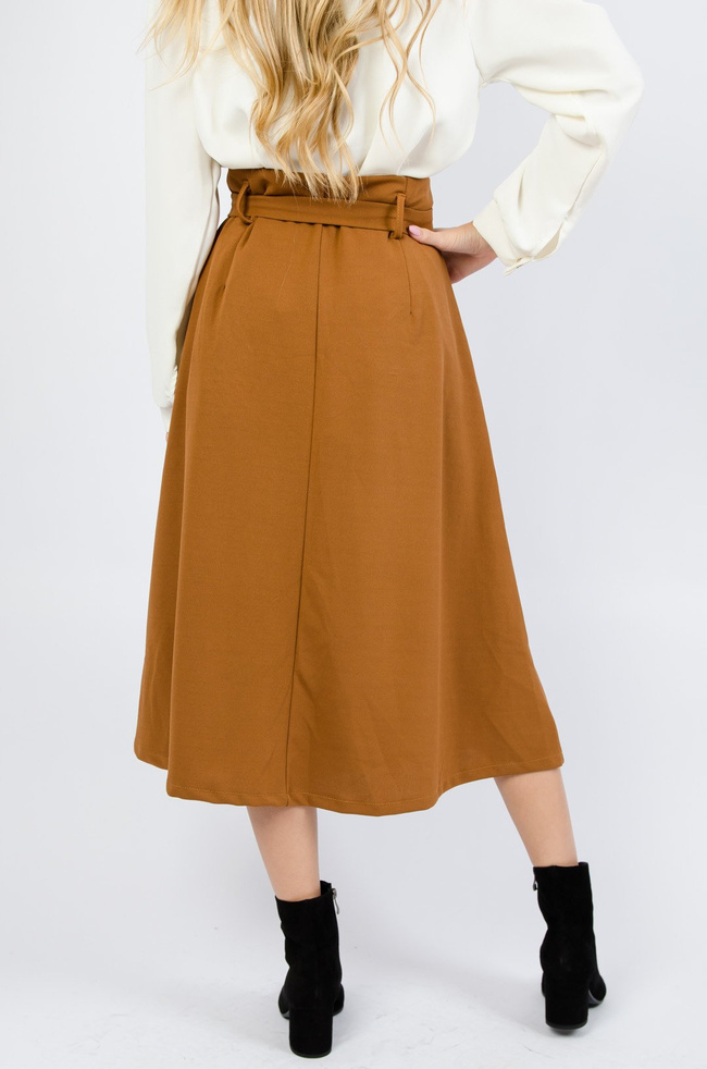 Brązowa plisowana spódnica midi