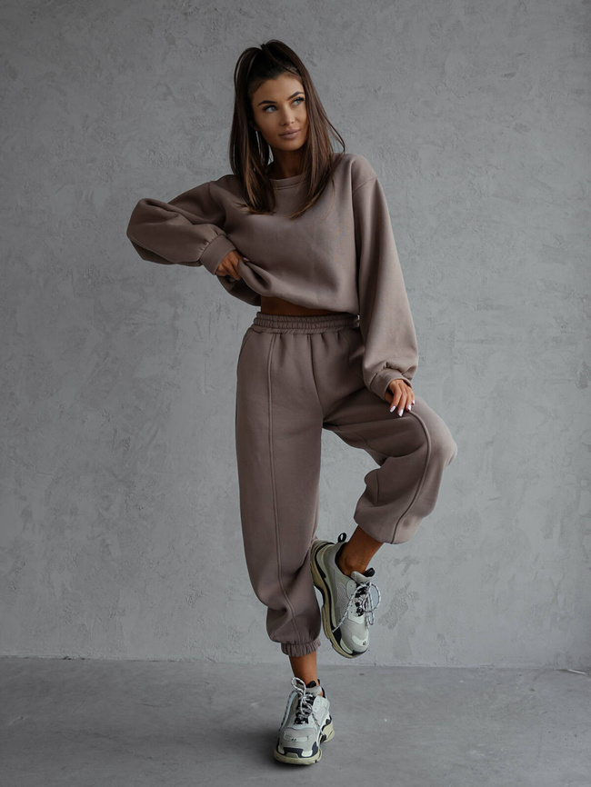 KOMPLET DRESOWY BLUZA+ SPODNIE- BRĄZOWY