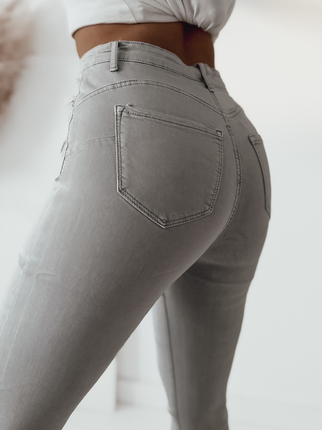 DOPASOWANE SPODNIE Z WYSOKIM STANEM PUSH UP- SZARE