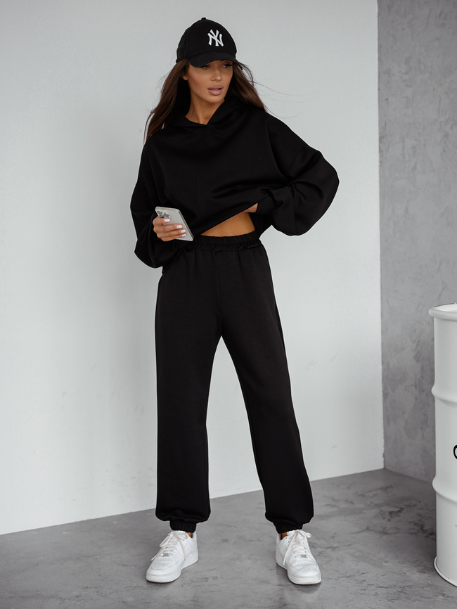 KOMPLET DRESOWY BLUZA Z KAPTUREM+ SPODNIE- CZEKOLADOWY