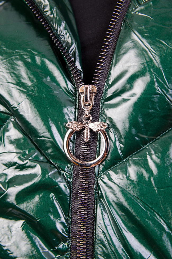 ZIELONA BŁYSZCZĄCA KURTKA Z KAPTUREM 