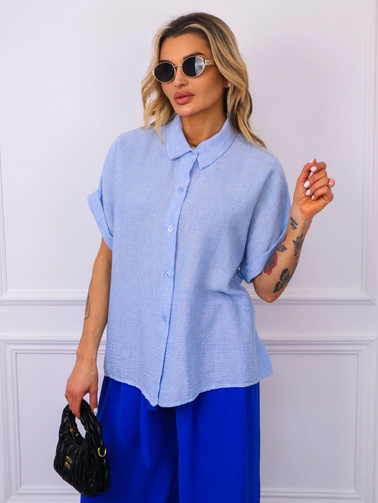 KOSZULA Z KRÓTKIM RĘKAWEM- NIEBIESKA