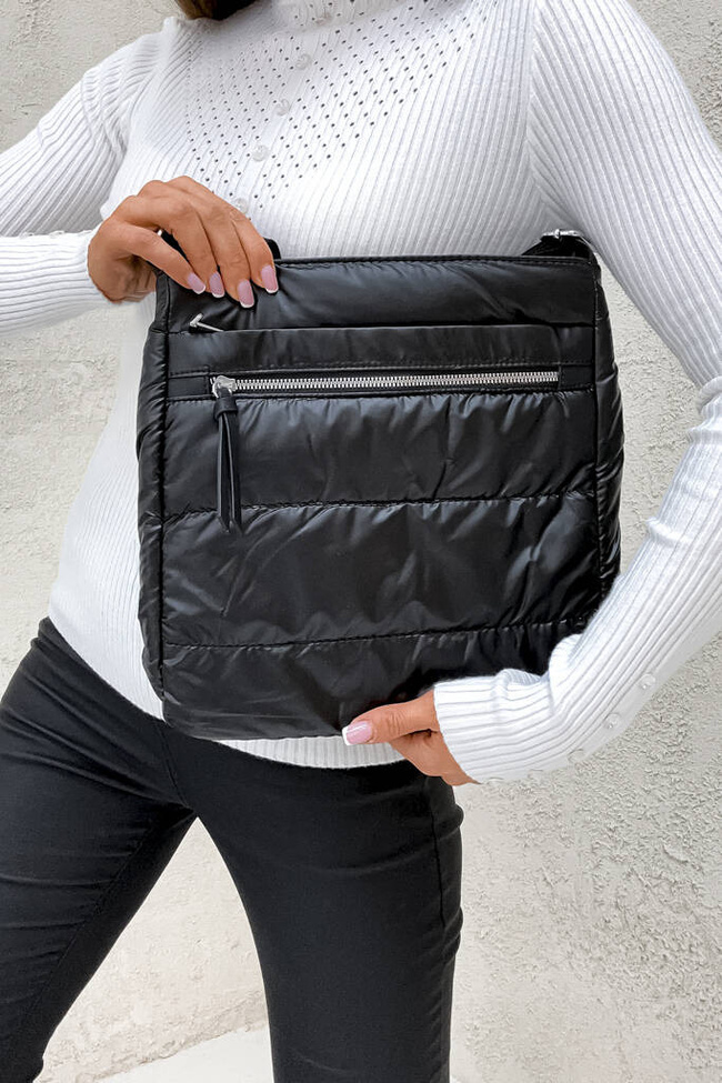 TORBA PIKOWANA Z OZDOBNM ZAMKIEM- CZARNA