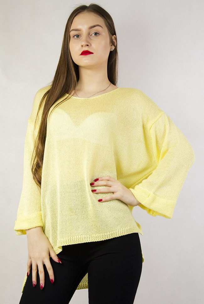 Żółty sweter z dekoltem w serek