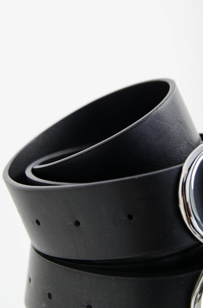 CZARNY SZEROKI PASEK ZE SREBRNĄ KLMARĄ CG 