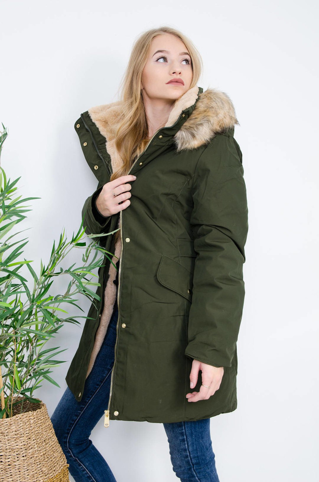 ZIELONA KURTKA ZIMOWA PARKA NA MISIU