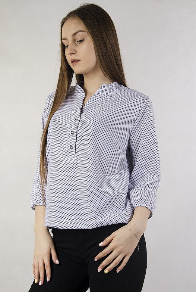 Biała bluzka w czarne kropki 