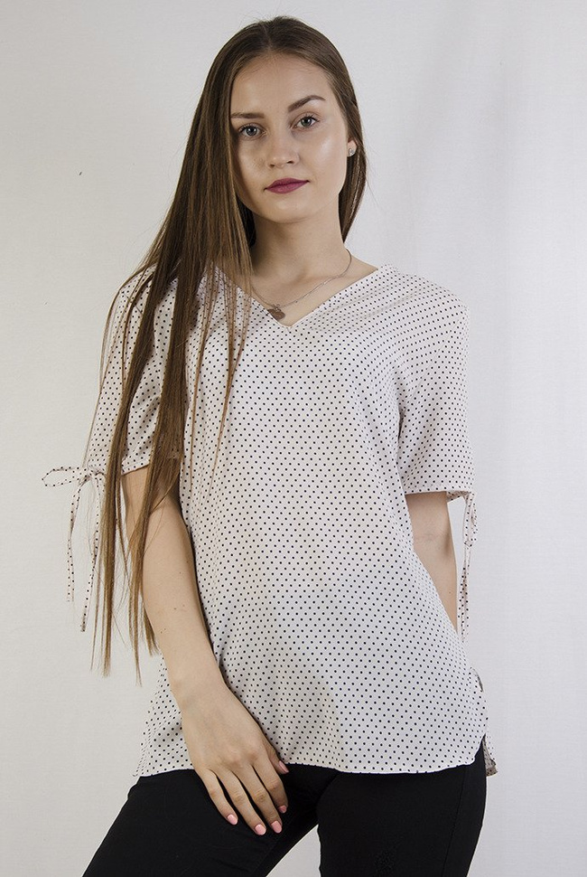 Beżowa bluzka w kropeczki