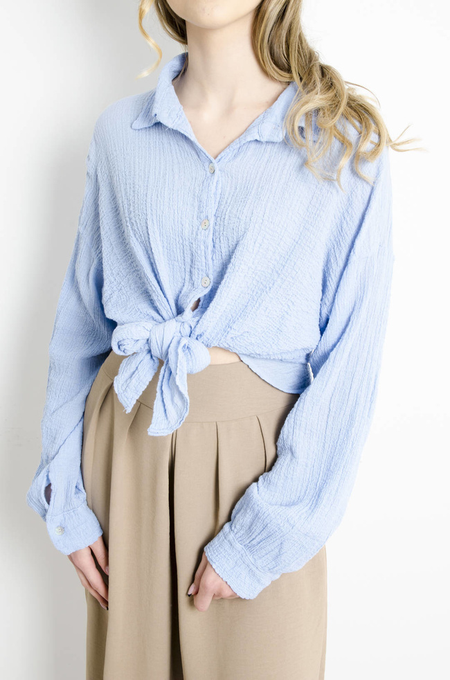 KOSZULA MUŚLINOWA W KOLORZE NIEBIESKIM