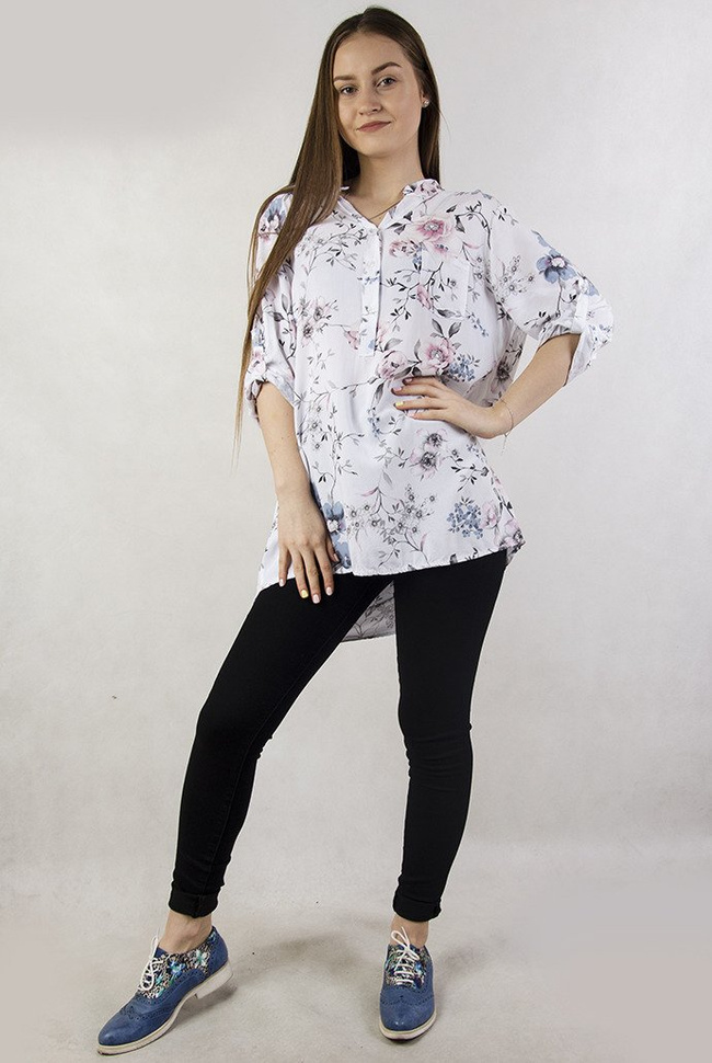 Biała koszula w kwiaty