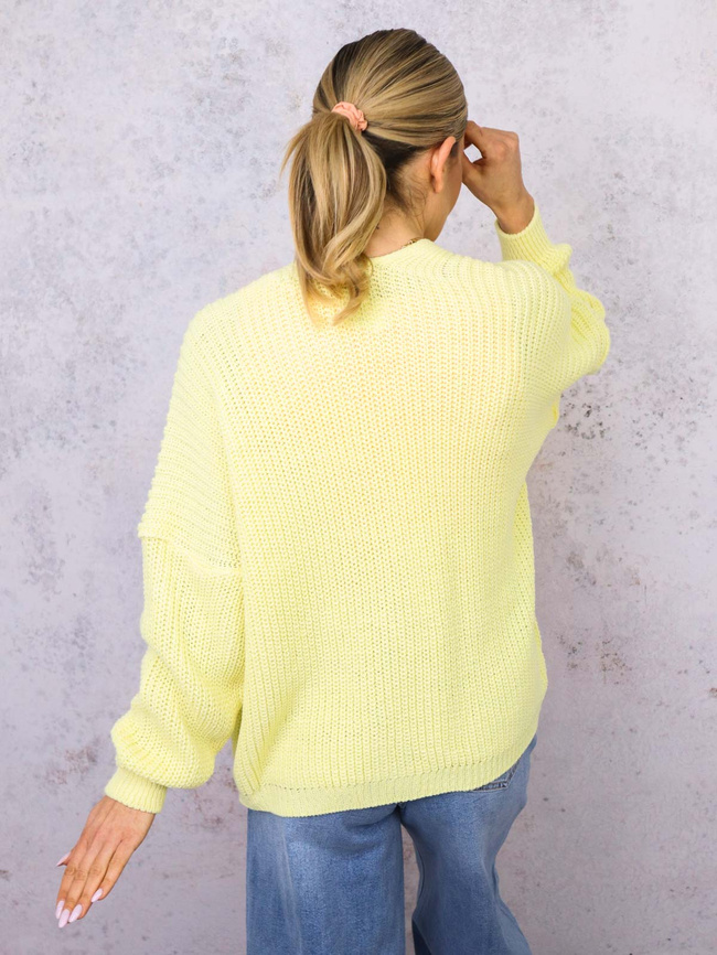 NARZUTA KARDIGAN DZIANINOWY Z KIESZENIAMI- ŻÓŁTY