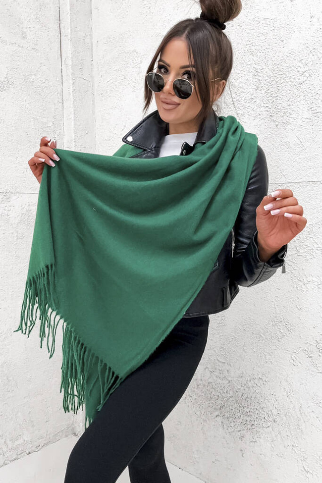 KLASYCZNY SZAL Z FRĘDZLAMI- ZIELONY