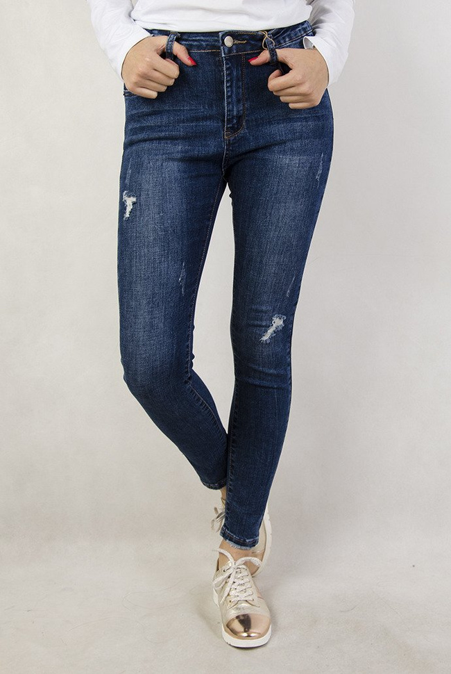 (Rozmiary L-XXXXL) Spodnie jeansowe z przetarciami