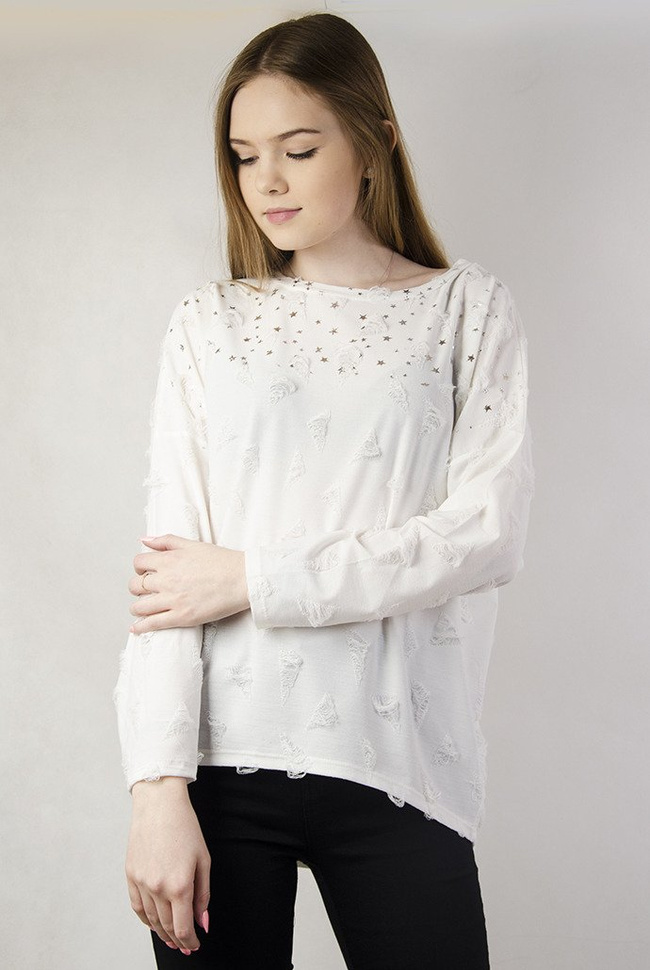 Biała bluzka gwiazdkami