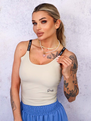 USZTYWNIANY TOP NA REGULOWANYCH RAMIĄCZKACH- BEŻOWY