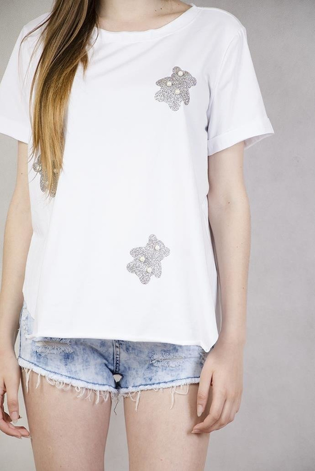 Biała bluzka z uroczymi misiami