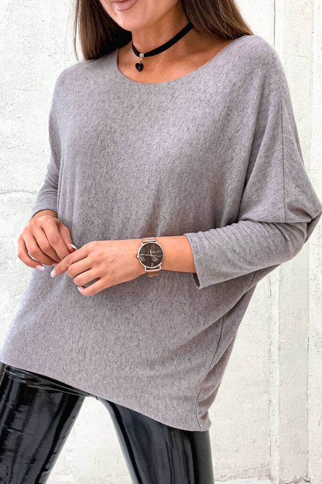 ASYMETRYCZNA BLUZKA OVERSIZE - SZARA