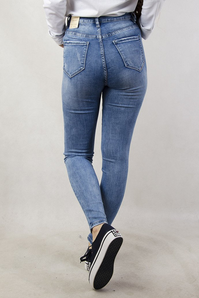 Jasne spodnie jeansowe z wysokim stanem