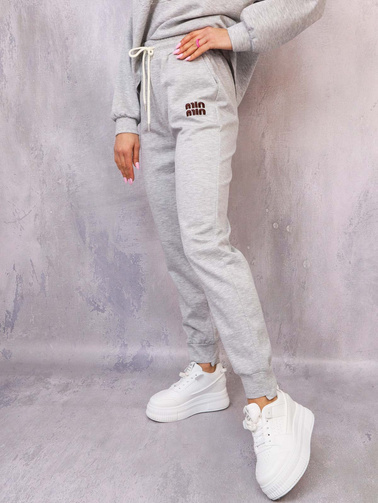 SPODNIE DRESOWE Z HAFTOWANYM NAPISEM MIN MIN- SZARE