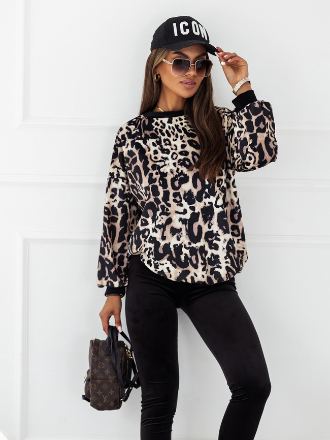 KOMPLET DRESOWY LEGGINSY+ BLUZA W PANTERKĘ+ CZARNY