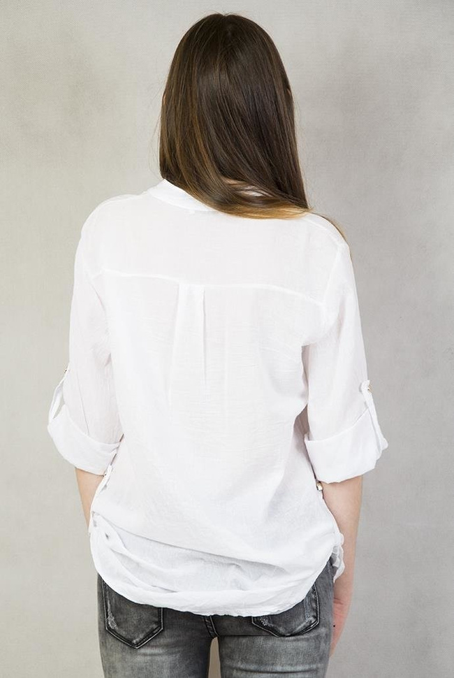 Biała koszula ze stójką