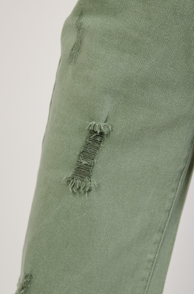 Zielone spodnie jeansowe z szeroką nogawką