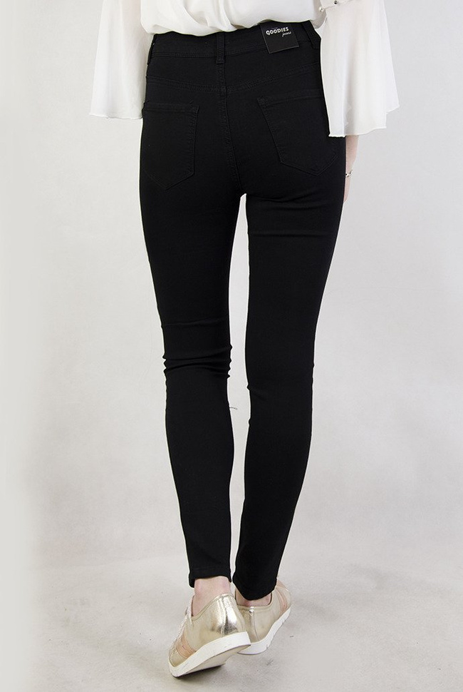 ( Rozmiary M- 4 XL ) Czarne przylegające spodnie z wysokim stanem